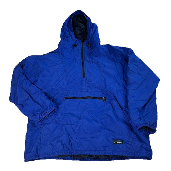 Vintage LL Bean Anorak Windbreaker Light Jacket Nylon Blue Made in USA Men's XL - Picture 1 of 9